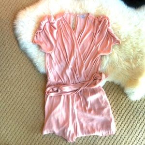 Naked zebra dusty rose soft fabric romper with button detail